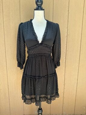 Altar'd State Black Ruffle-Trim Dress size S